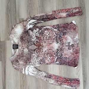 Unique sequined long sleeve t- shirt -small